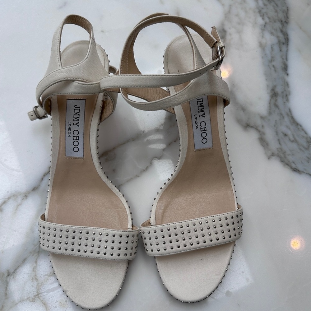 Jimmy Choo White Heels with Ankle Straps
